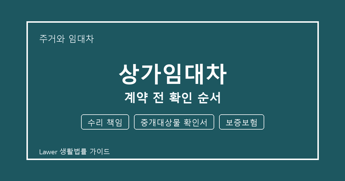 상가임대차 대응 절차, 수리 책임부터 중개대상물 확인서까지 확인 기준