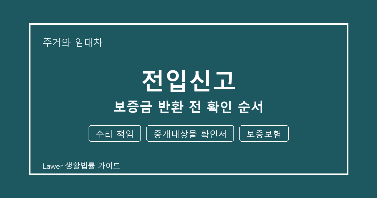 전입신고 보증금 반환 전 수리 책임·중개대상물 확인서 준비서류와 확인 순서