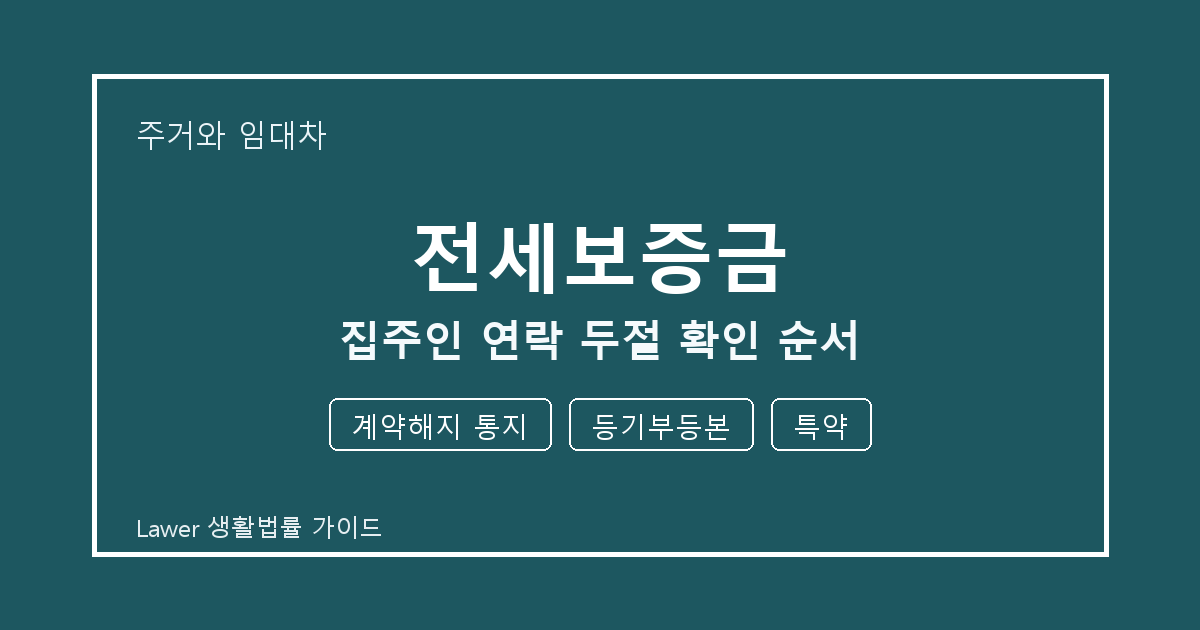 전세보증금 집주인 연락 두절 때 계약해지 통지·등기부등본·특약 확인 순서