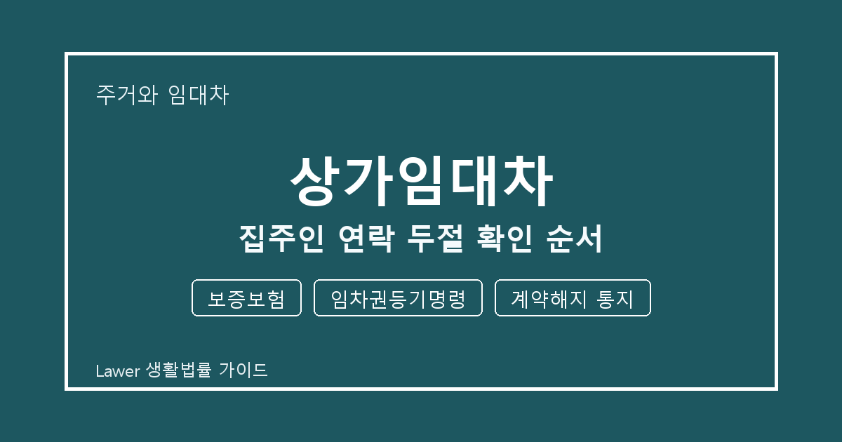 상가임대차 대응 절차, 보증보험부터 임차권등기명령까지 확인 기준