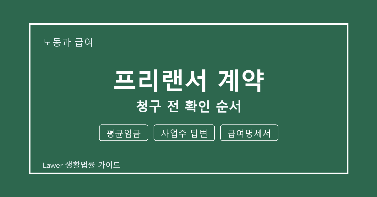 프리랜서 계약 문제 해결 전 평균임금·사업주 답변·급여명세서 체크리스트