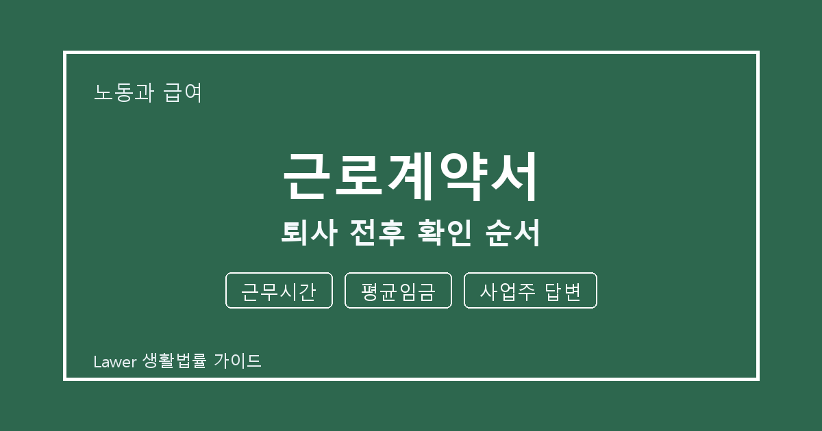 근로계약서 문제 해결 전 근무시간·평균임금·사업주 답변 체크리스트
