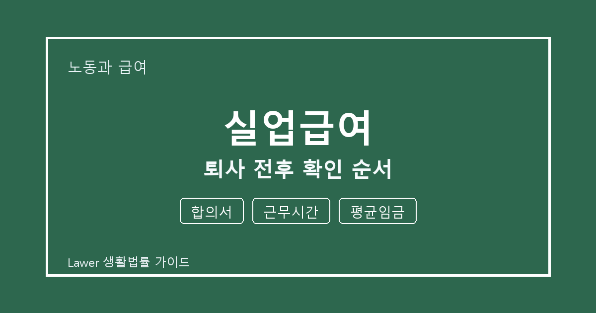 실업급여 문제 해결 전 합의서·근무시간·평균임금 체크리스트 실무
