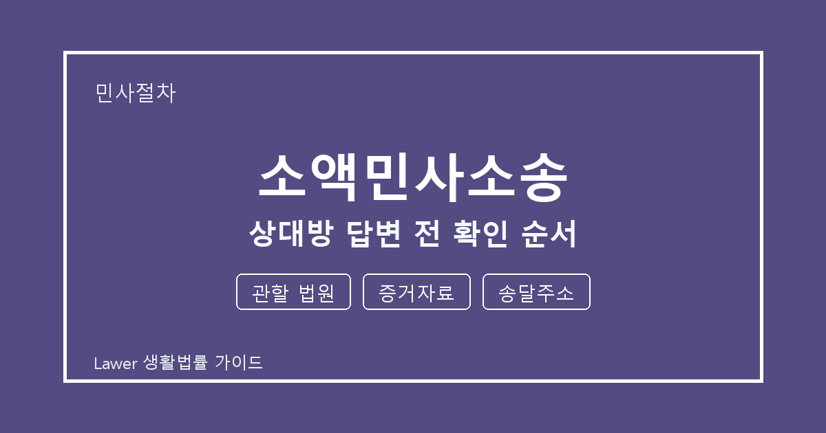 소액민사소송 상대방 답변 전 관할 법원·증거자료·송달주소 확인 순서