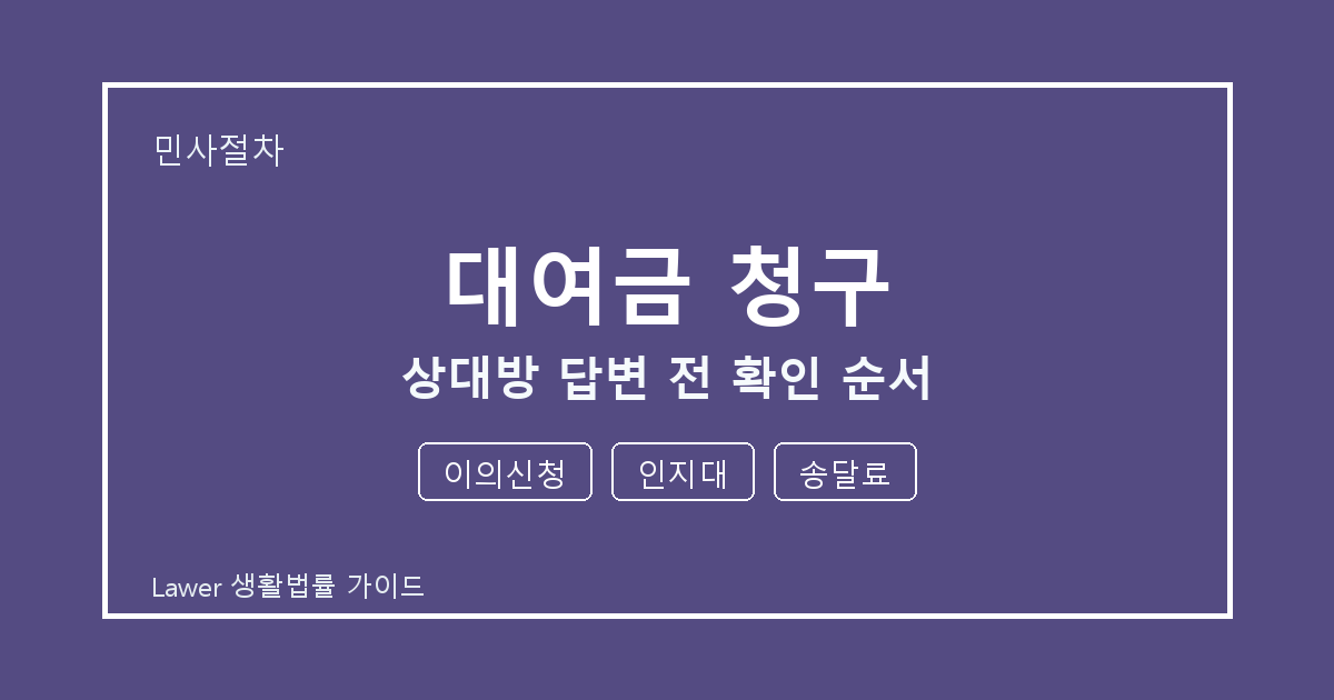 대여금 청구 문제 해결 전 이의신청·인지대·송달료 체크리스트 실무