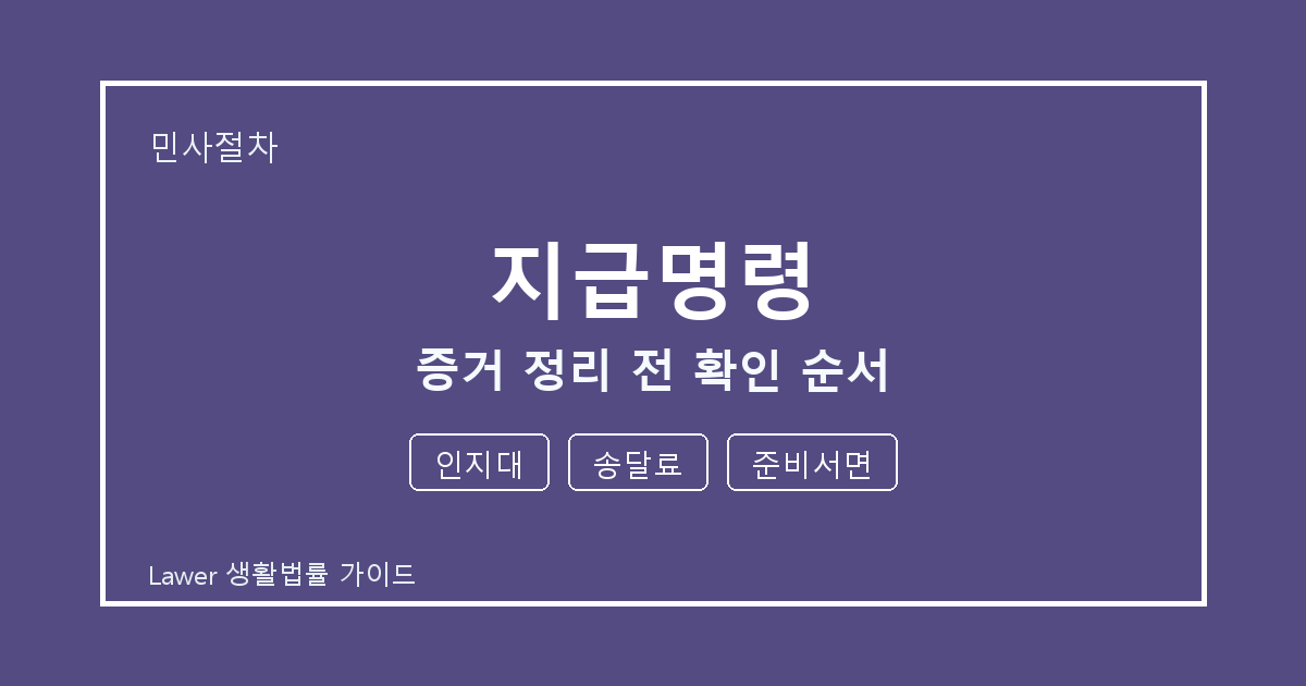 지급명령 증거 정리 전 인지대·송달료·준비서면 확인 순서 체크 기준