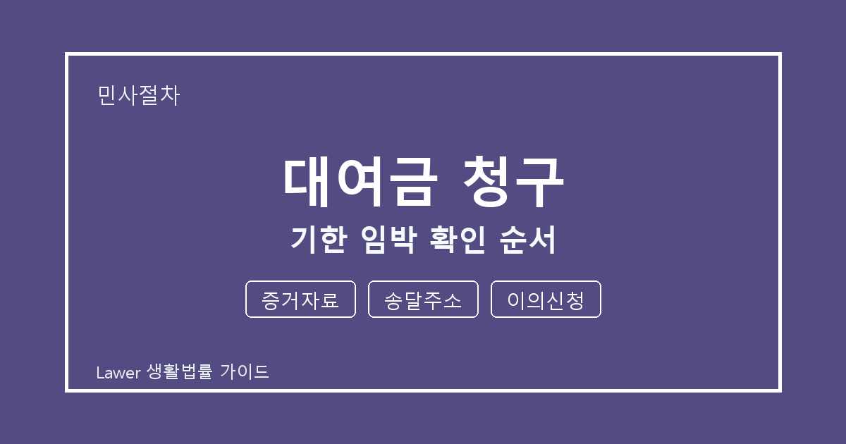 대여금 청구 기한 임박 때 증거자료·송달주소·이의신청 확인 순서