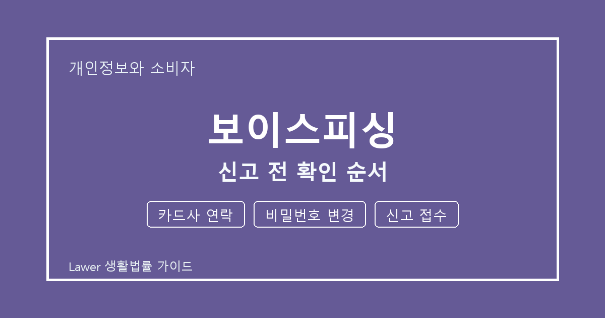 보이스피싱 신고 전 카드사 연락·비밀번호 변경·신고 접수 확인 순서 생활법률 안내 이미지