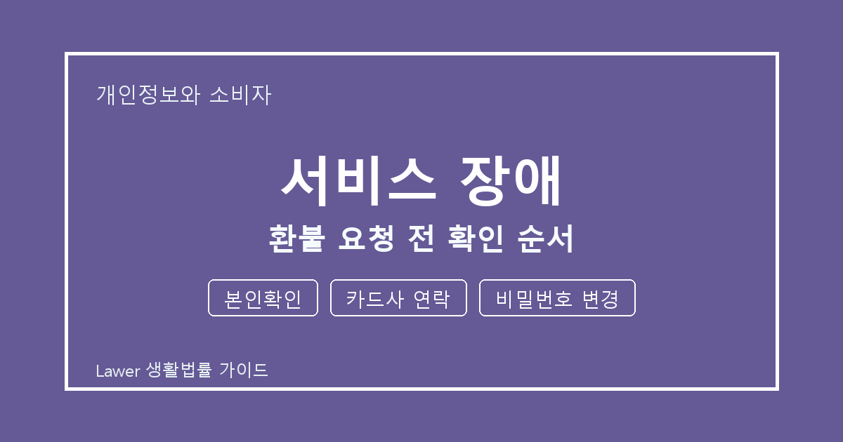 서비스 장애 환불 요청 전 본인확인·카드사 연락 준비서류와 확인 순서 생활법률 안내 이미지