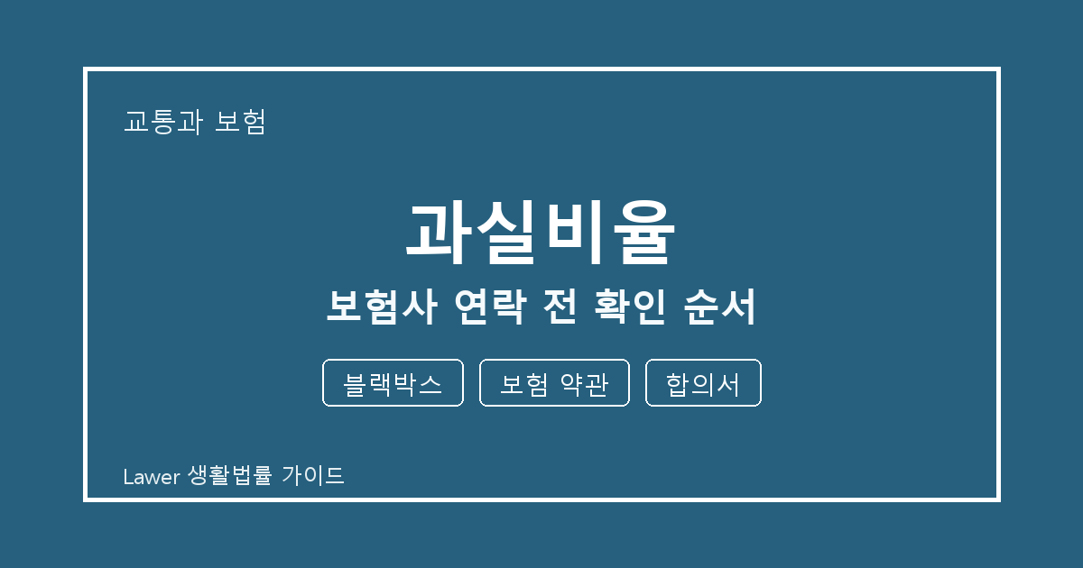 과실비율 대응 절차, 블랙박스부터 보험 약관까지 확인 기준 정리 생활법률 안내 이미지