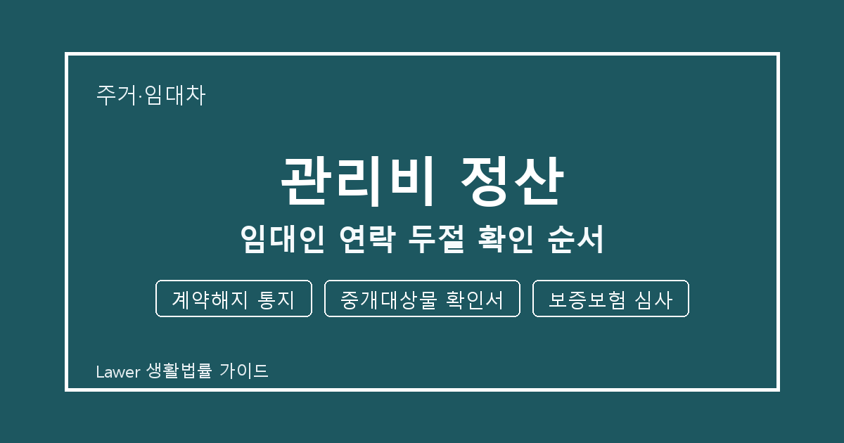 관리비 정산 임대인 연락 두절 때 놓치기 쉬운 계약해지 통지·중개대상물 확인서 체크리스트 생활법률 안내 이미지