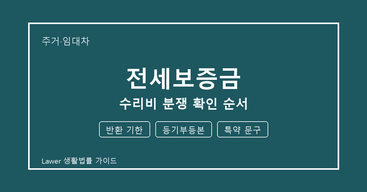 전세보증금 수리비 분쟁 때 반환 기한 부족할 때 보완 자료 정리 생활법률 안내 이미지