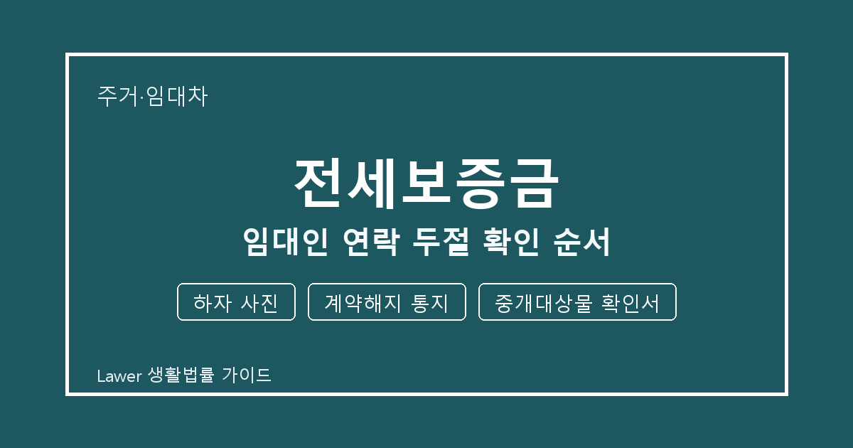 전세보증금 임대인 연락 두절 때 기한 계산과 하자 사진 준비 방법 생활법률 안내 이미지