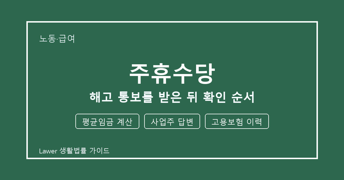 주휴수당 해고 통보를 받은 뒤 기한 계산과 평균임금 계산 준비 방법 생활법률 안내 이미지