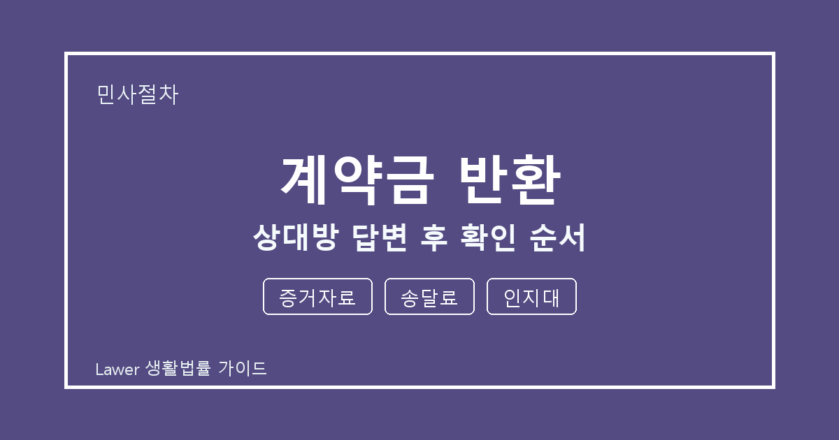 계약금 반환 관련 통지 받은 뒤 증거자료·송달료 대응 순서 세부 기준 생활법률 안내 이미지