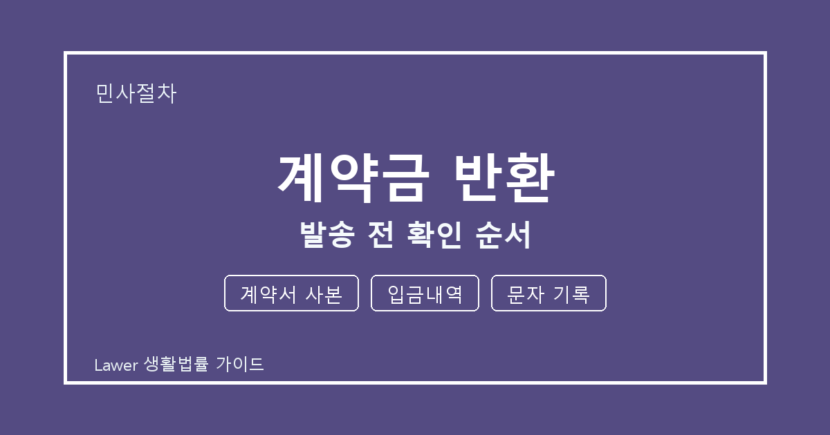 계약금 반환 대응 절차, 계약서 사본부터 입금내역까지 확인 순서 생활법률 안내 이미지