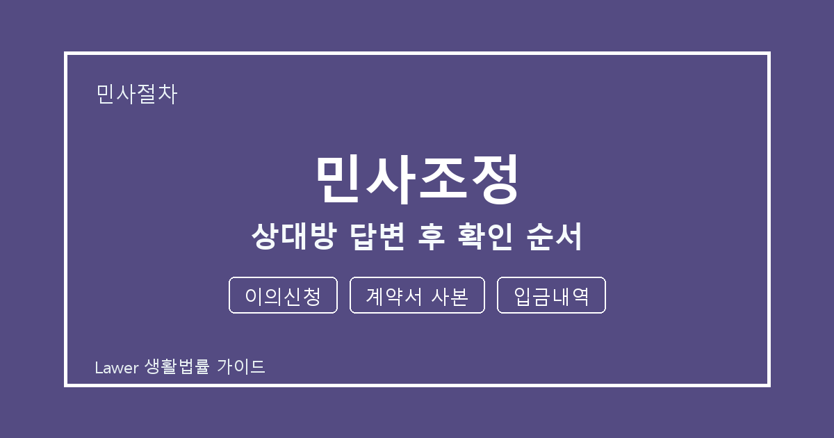 민사조정 준비 전 이의신청부터 계약서 사본까지 실무 확인 기준 세부 기준 생활법률 안내 이미지
