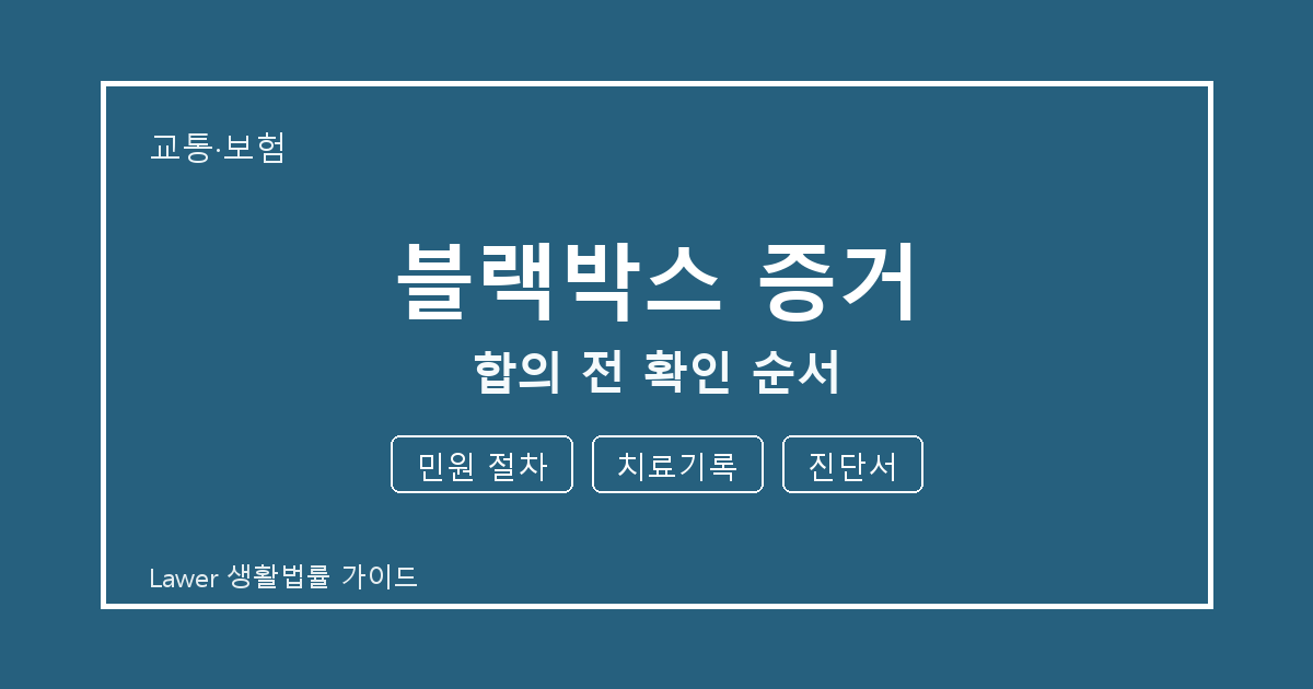 블랙박스 증거 합의 전 민원 절차·치료기록·진단서 확인 순서 세부 기준 생활법률 안내 이미지
