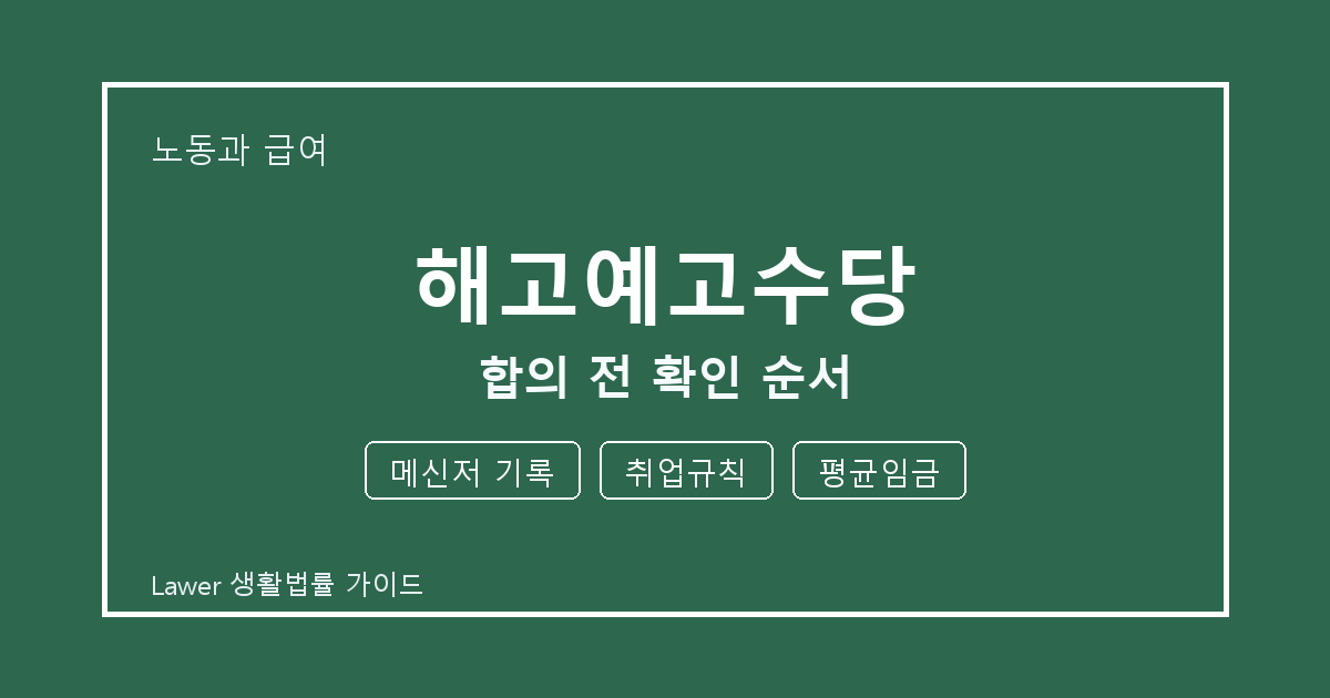 해고예고수당 기한 전 메신저 기록·취업규칙 확인 체크리스트 생활법률 안내 이미지