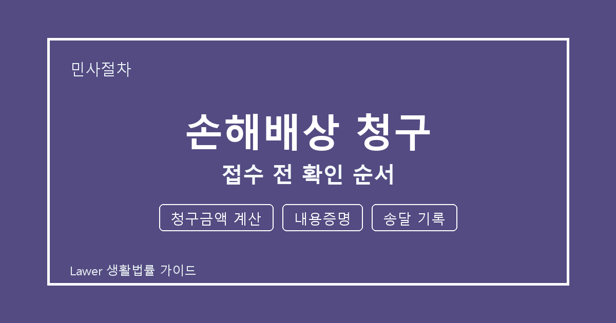 손해배상 청구 접수 전 청구금액 계산·내용증명·송달 기록 확인 순서 생활법률 안내 이미지