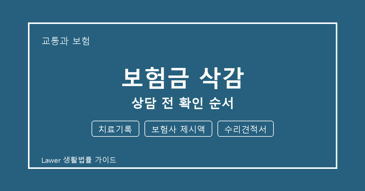 보험금 삭감 기한 전 치료기록·보험사 제시액 확인 체크리스트 생활법률 안내 이미지